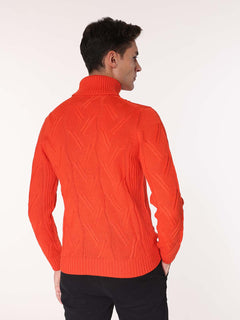 Maglia collo alto all Jacquard|Colore:Arancio