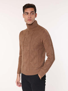 Maglia collo alto all Jacquard|Colore:Beige