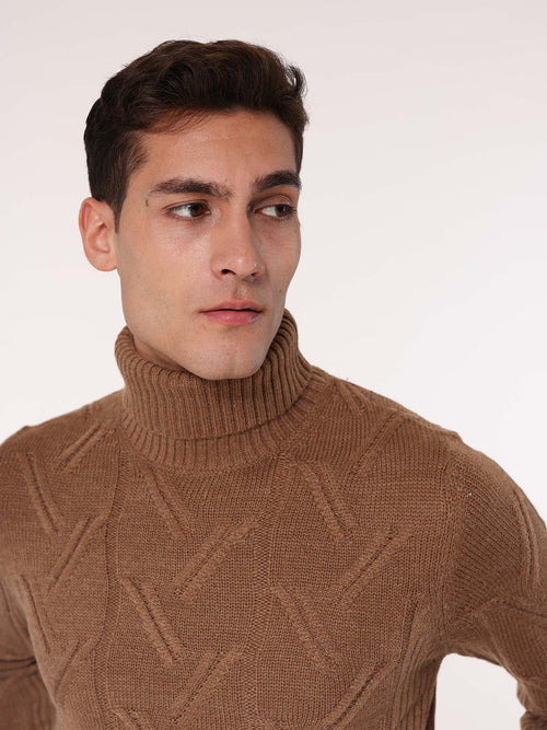 Maglia collo alto all Jacquard|Colore:Beige