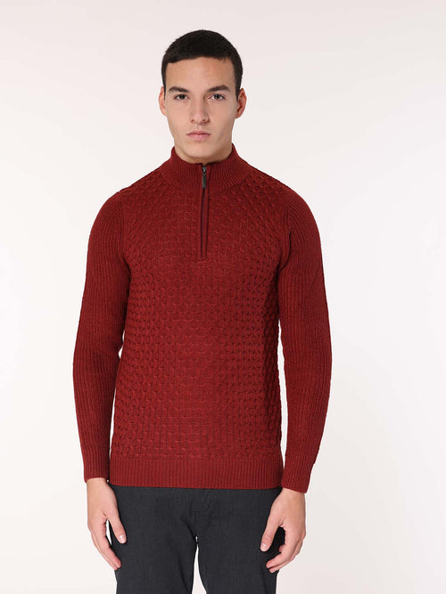 Maglia mezza zip front Jacquard|Colore:Rugine