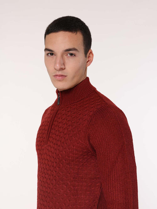 Maglia mezza zip front Jacquard|Colore:Rugine