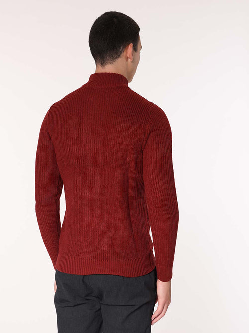 Maglia mezza zip front Jacquard|Colore:Rugine