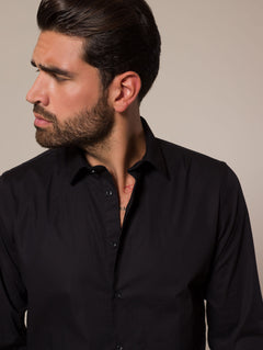 Camicia slim in cotone stretch|Colore:Nero
