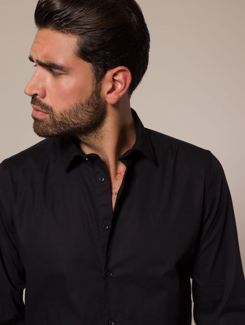 Camicia slim in cotone stretch|Colore:Nero