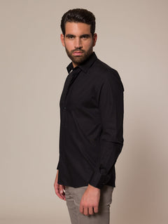 Camicia slim in cotone stretch|Colore:Nero