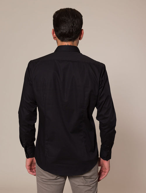 Camicia slim in cotone stretch|Colore:Nero