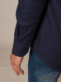 Camicia collo classico tessuto armaturato|Colore:Blu