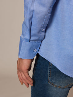 Camicia collo classico tessuto armaturato|Colore:Bluette
